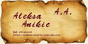 Aleksa Anikić vizit kartica